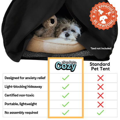 Comparison of zDen Pets Cozy with standard pet tents